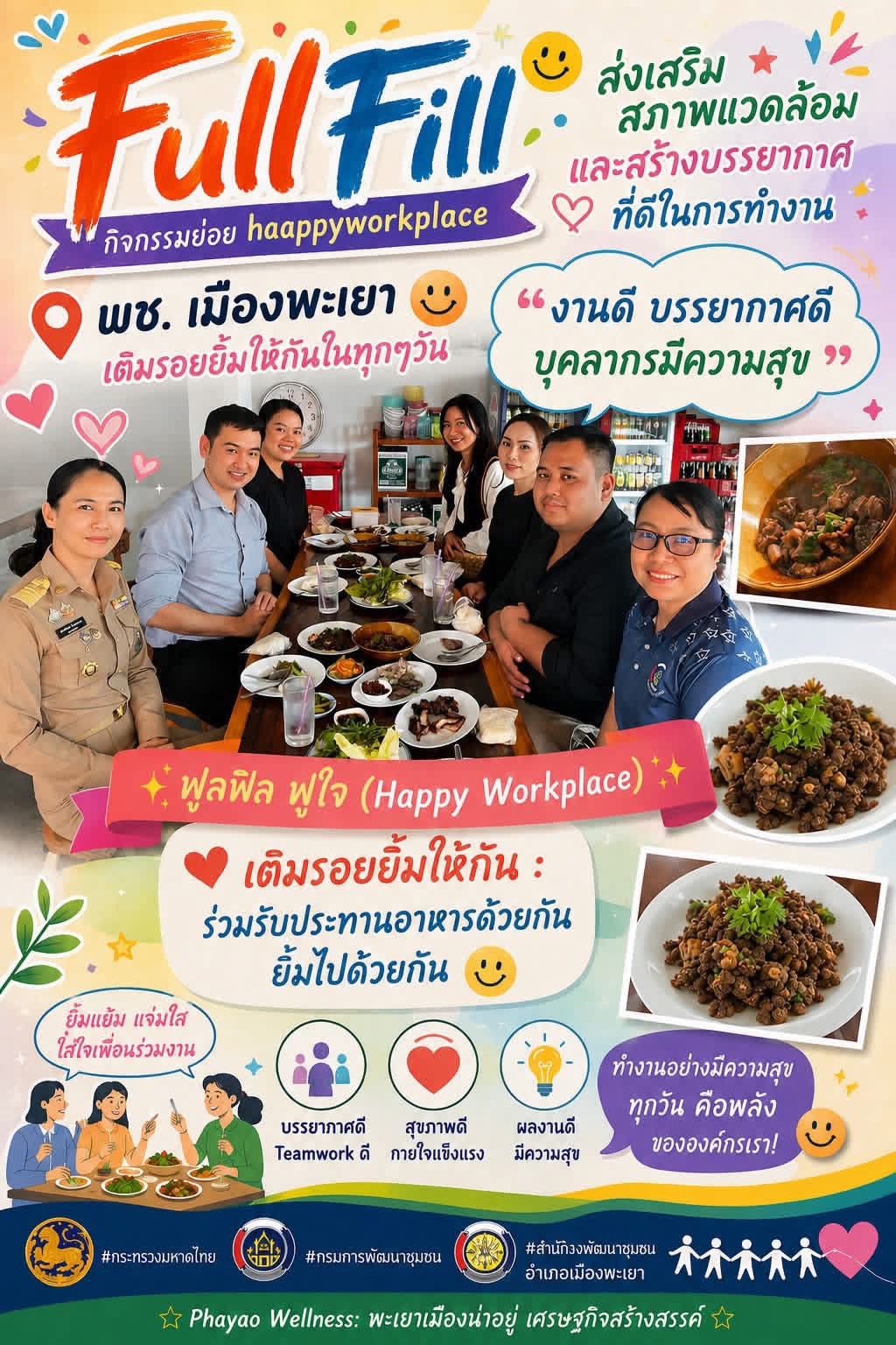 พ.ช เมืองพะเยาขับเคลื่อนกิจกรรม Happyworkplace